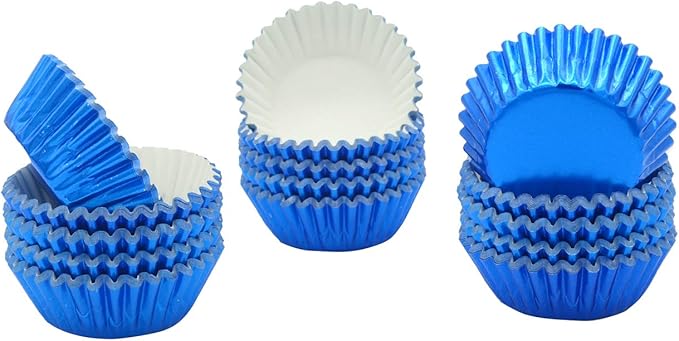 Mini Blue Foil Cupcake Liners Muffin Baking Cups for Party and More, 300-Count