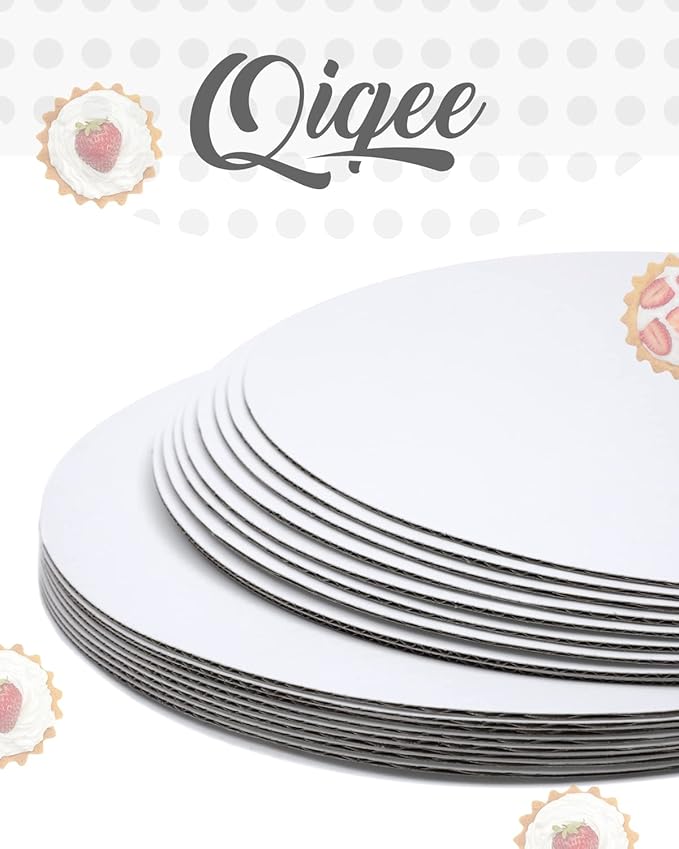 qiqee 40-Packs Cake Boards Round 12 Inch White Cake Circles Rounds Base Food-Grade Cardboard Cake Plate（Thinner But Stronger）