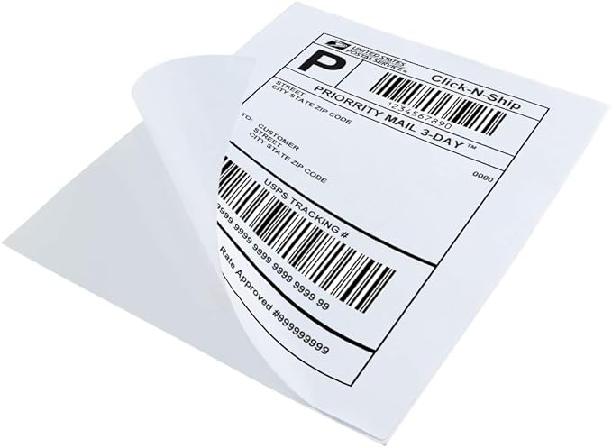 L LIKED 500 Sheet 8.5 x 11 Full Sheet Label, Matte, White Sticker Paper for Laser & Inkjet, Strong Adhesive (500 PCS)