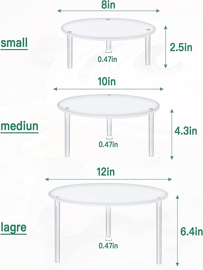 3 Pcs Acrylic Cake Stands, Akamino Reusable Round Cupcake Holder for Dessert Cake Pizza, Display Stand Party Serving Platter for Christmas Wedding Birthday Baby Shower Tea Party