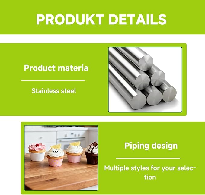 Large Piping Tips Set, Stainless Steel Cake Decorating Tips, 5-Piece Frosting Icing Tips Kit for Cakes, Cupcakes, Cookies (1M 1A 2C E12 D42)