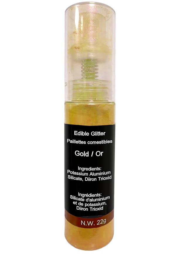 Edible Glitter Spray 22g (Gold) - Metallic Food Coloring Powder, Food-Grade Glitter, Metallic Shimmer Edible Color Powder - Flash Powder for Beverages, Cocktail, Cake Decorating, Baking, Icing, Candy