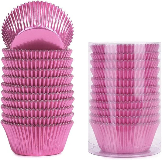 Gifbera Standard Pink Foil Cupcake Liners Wrappers Baking Cups 200 Count, Pink