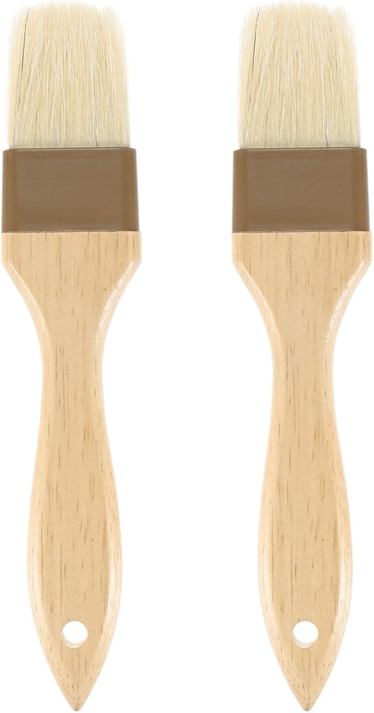 2-Pack Pastry Brush, Wooden Handle Natural Bristle Basting BBQ Oil Brush for Cooking/Barbecue/Kitchen [1.6"]