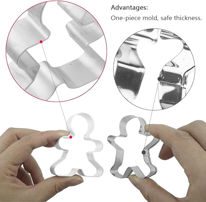 8 Counts Gingerbread Metal Cookie Cutter Small Christmas Gingerbread Man Shaped Decorative Cookie Cutters Set