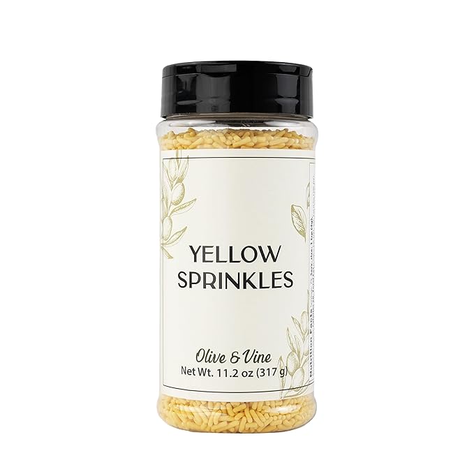 Olive & Vine Yellow Soft Sprinkles, Subtle Sweetness, For Baking & Desserts, Rich Tradition, Authentic Taste, For Global Recipes (11.2 Ounce)