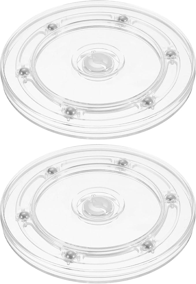uxcell 2Pcs Acrylic Lazy Susan Turntable, 5.5 Inch Clear Turntable Organizer Ball Bearing 360 Degree Rotating Tray for Spice Rack Table Cake Kitchen Pantry Decorating Bathrooms