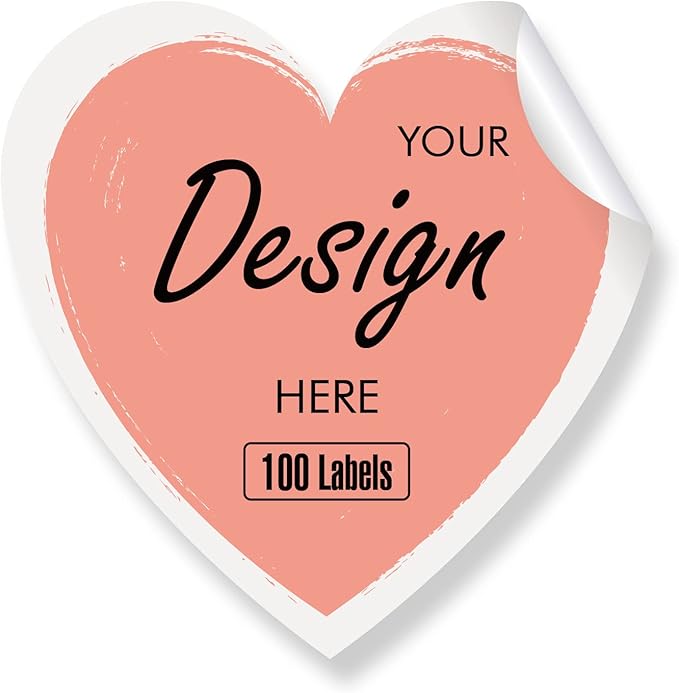 Personalized Labels - Custom Thank You Labels, Business Logo Stickers, 100 Labels (Heart, 1.5"x1.5")