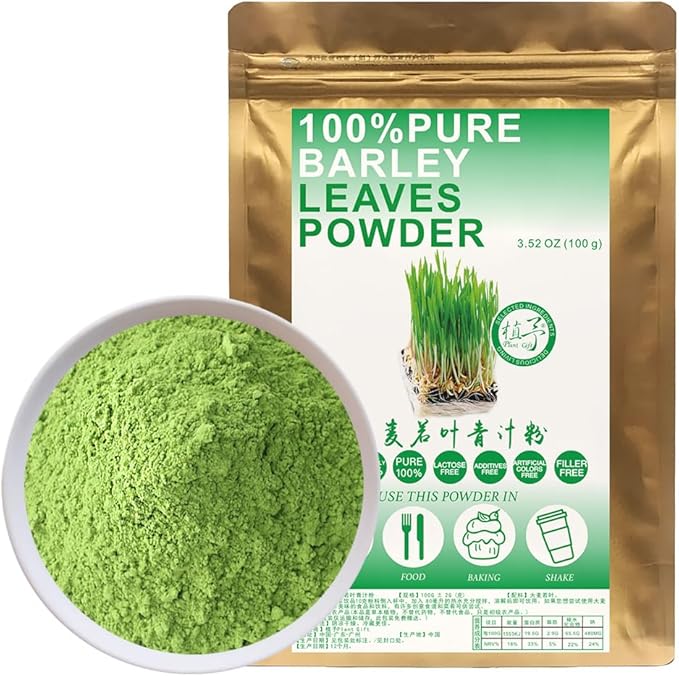 100% Pure Barley Leaves Powder 100g/3.52oz Natural Barley Leaves Flour | Barley Grass Powder for Smoothies, Shakes, Baking & Drinks,| Free from Preservatives