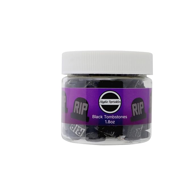 Mystic Sprinkles Halloween Candy Shape Sprinkles (Black Tombstones, 2oz Jars)