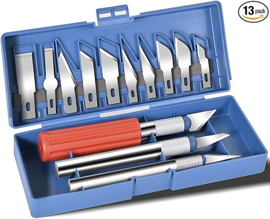 13-piece Precision Exacto Knife Set, including hobby and craft knives as well as blades, is the perfect choice for pumpkin carving, model making and DIY projects.
