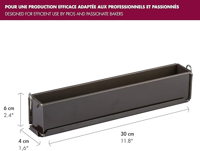 GOBEL - Non-Stick Springform Long Loaf Pan (Mini) - Plain - Removable Bottom - 12 1/8" x 2 3/8" x 1 5/8" - Made in France