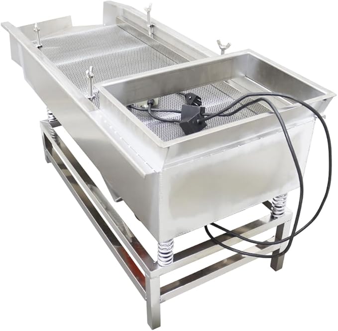 Electric Linear Vibrating Sifter(Two Motors+ 4&1mm Two Screens) Straight Vibrating Sieve Shaker Stainless Steel Linear Sifter Machine Linear Shaker 110v