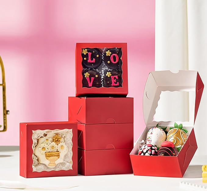 40 Pack Bakery Boxes 4x4x2 Inches Cookies Boxes Mini Bundt Cake Boxes Pie Boxes Cinnamon Roll Treat Box Chocolate Truffle Packing Party Wedding Favor