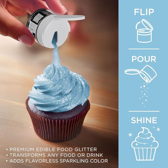Bakell - Soft Blue Tinker Dust (5g, 1x Jar) Edible Glitter for Food, Desserts, and Beverages!