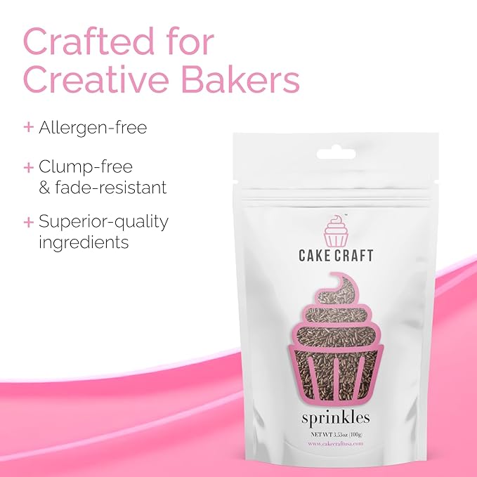 Cake Craft Brown Sugar Strand Sprinkles (Jimmies) – 3-Pack (100g Each) | Chocolate-Color Sprinkles for Cakes, Cupcakes, Cookies & More | Rich Color & Classic Crunch