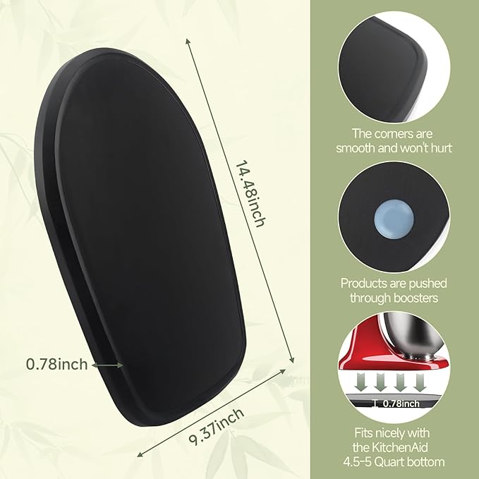Compatible with Kitchen Aid Mixer Slider for 4.5-5 QT Stand Mixer, Bamboo Sliding Board Upgrade Thicker Sliders, Kitchen Aid Sliders for Countertop, Mixer Slider Mat for Kitchen Aid Stand Mixer Black