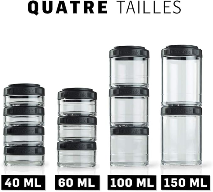 BlenderBottle GoStak Twist n' Lock Storage Jars, 150cc 2-Pak, White