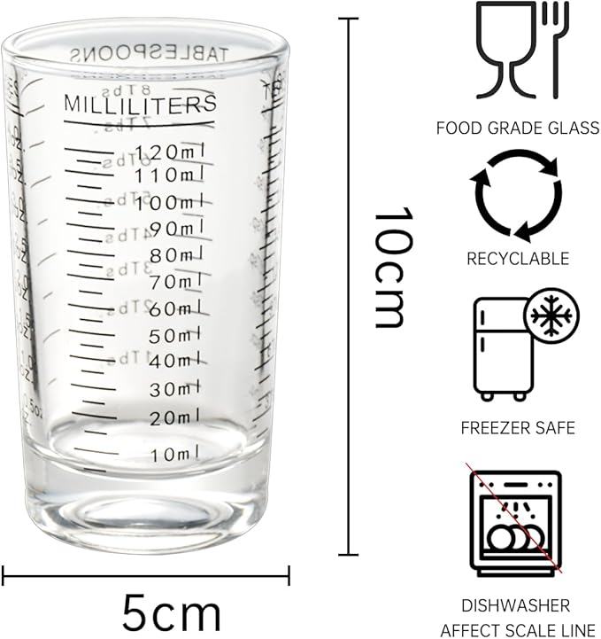 Measuring Cup 4 Ounce/120ML Shot Glass Liquid Heavy High Espresso Glass Cup (Black)
