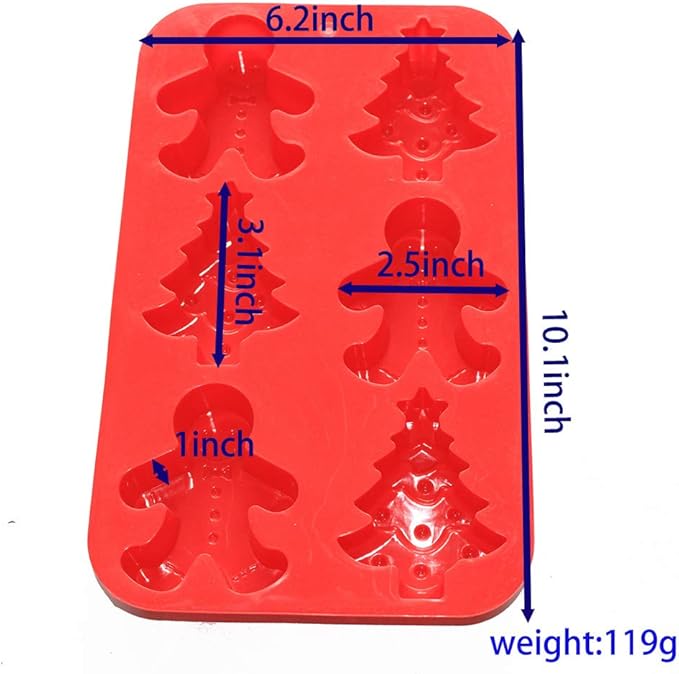 X-Haibei Gingerbread Man & Christmas Tree Silicone Mold for Soap, Crayons, Cookies, Chocolate - Large Cavity DIY Craft & Baking Mold for Holiday Projects