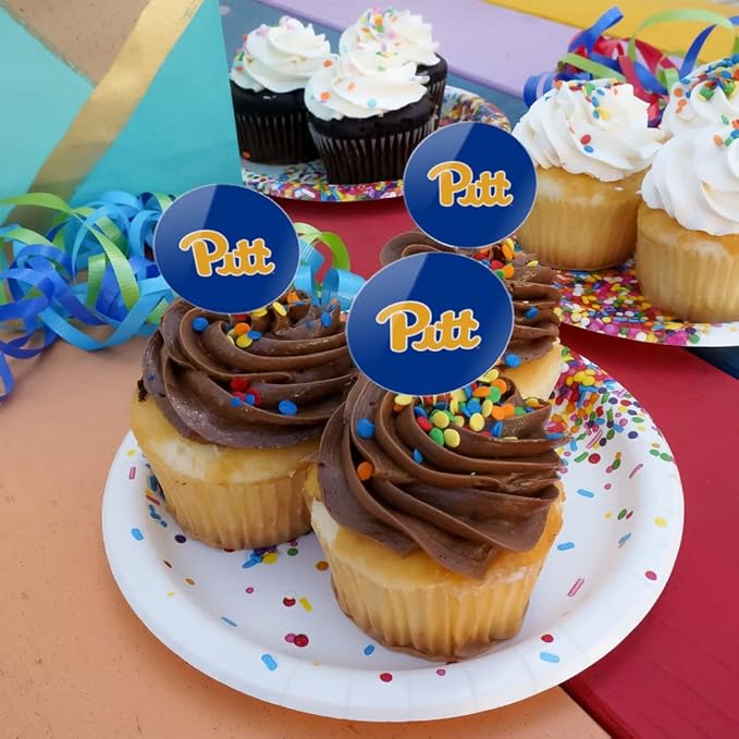 University of Pittsburgh Primary Logo Cupcake Picks Toppers Decoration Set of 6