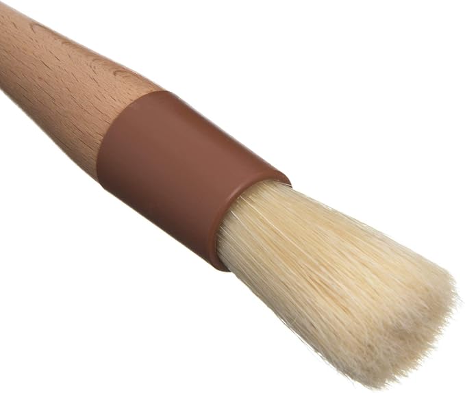 AME D'ESSENCE 1" Round Boar Pastry Brush, Wooden Handle, Heat Resistant Bristle Basting Brush Baking Tool, and Food Preparation