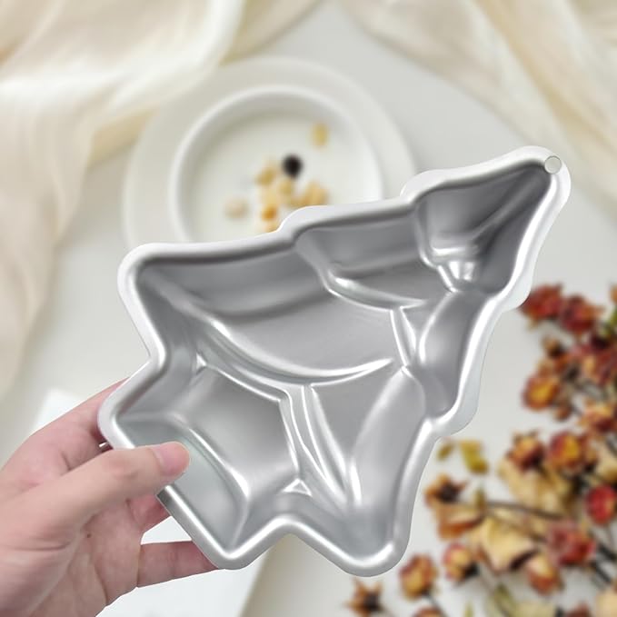 Christmas Tree Cake Pan, Aluminum, Christmas Baking Cake Tins for Christmas Party, Family Occasions, Chocolate. (Christmas Tree Cake Pans Set 2)
