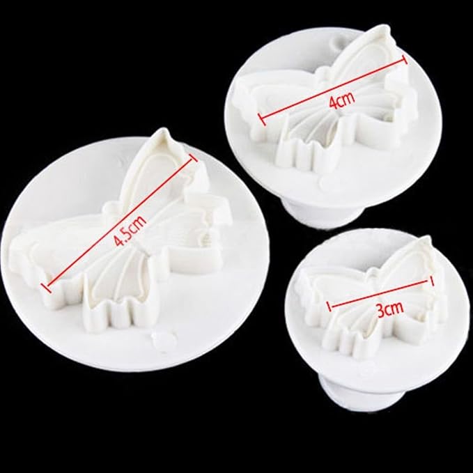 EORTA Fondant Plunger Cutter Set Butterfly Embossing Tools Cookie Stamps Fruit/Biscuits/Sugarcraft/Plasticine DIY Molds Decoration Tools for Cake/Cupcake Kids Baking Craft Supplies, 6 Pieces