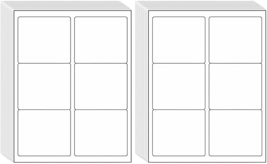 3-1/3" x 4" Shipping Address Labels 600 Label Stickers Paper for Laser/Inkjet Printer 6 per Page Printable Mailing Labels, FBA Box Labels - Matte, 100 Sheets (Pack of 2)
