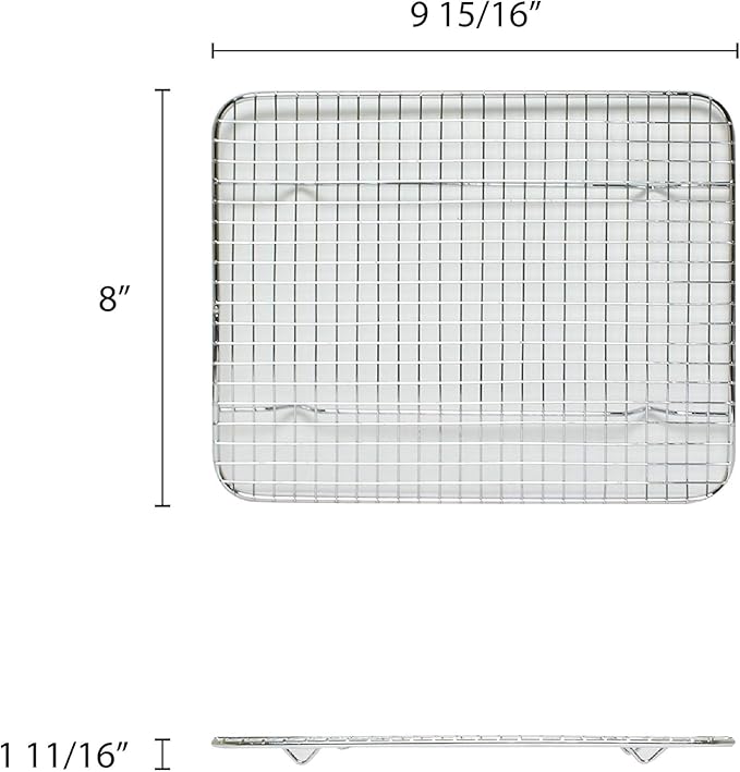 TrueCraftware- 8"x 10" Half Size Rectangular Wire Pan Grate Chrome-Plated Set of 2-Fits Half Size Sheet Pan Cookie Pans Cooling Rack Baking Sheet Grate Cake Rack for Pies Cookies Pastries Cakes