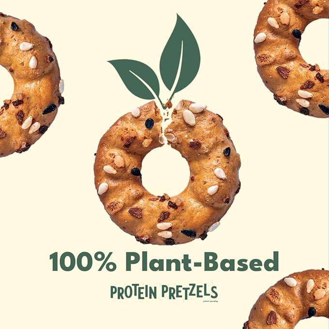 Crisp Power Protein Pretzels, Everything, High Protein Vegan Keto Snack, 28 G Plant Based Protein, Low Carb Crunchy Pretzel Snacks, No Added Sugar, No Seed Oils, 1.75 oz Bags, 6 Pack