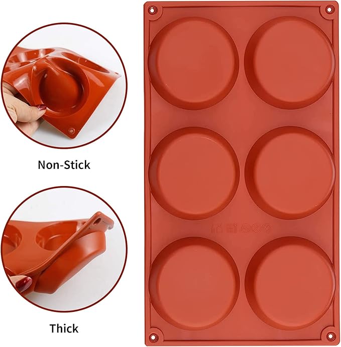 Silicone Egg Mold Muffin Top Pans, 3 Inch Non-stick Whoopie Pie Baking Pan Round Tray Sandwich Molds for Mini Cakes Biscuits Bread Buns English Muffins Breakfast Sandwiches