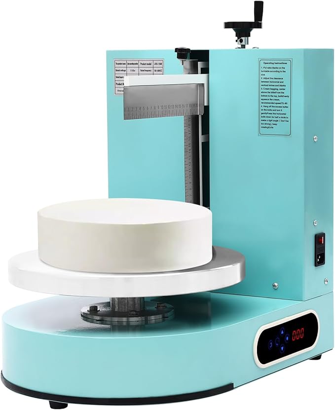 Cake Decorating Machine, 200W Automatic Cake Cream Spreading Machine for 4-12 Inch Cake Icing Machine, Adjustable Scrapers,Low Noise Cake Frosting Machine, for Cake Shops, Dessert Shops (Green)