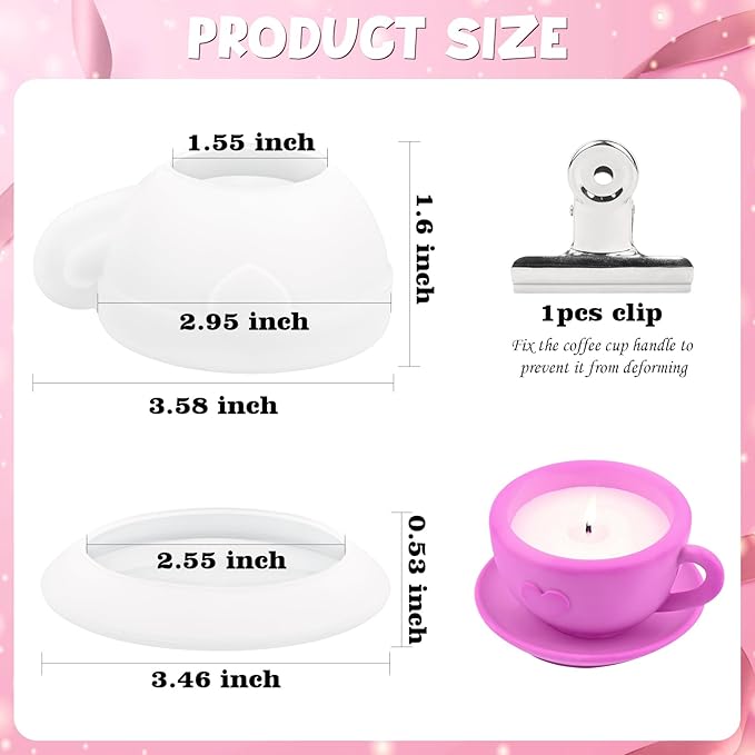 Actvty Coffee Cup Resin Mold, Candle Vessel Silicone Molds, Candle Cup with Tray Epoxy Mold for Epoxy Casting DIY Resin Craft Plaster Art Jewelry Gifts Home Decor
