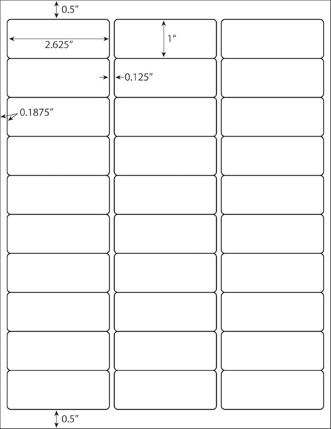 30 UP Labels 1"x2-5/8" Mailing Labels Shipping Address FBA Labels for Laser/Inkjet Printers, White Blank Sticker Name Tags, Printable Address Labels (25 Sheets, 750 Labels)