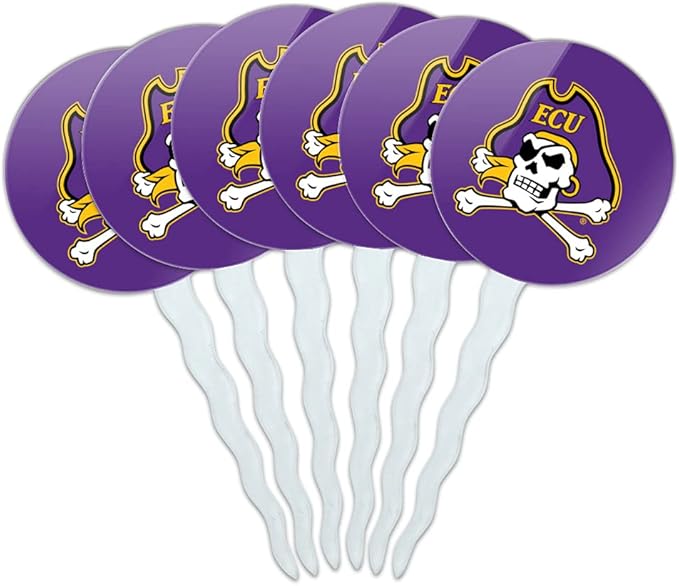 East Carolina Primary Logo Cupcake Picks Toppers Decoration Set of 6