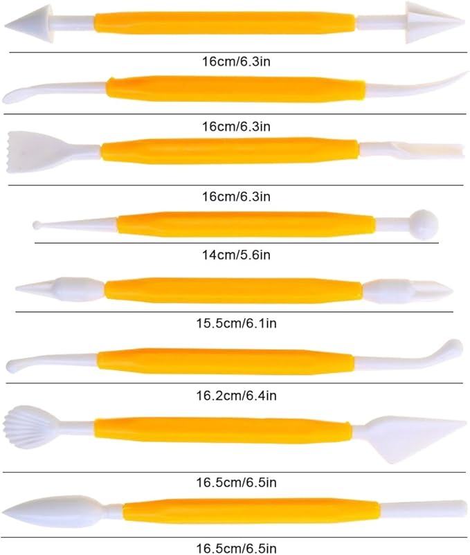 DaKuan Fabulous Cake Scraper Smoother and Fondant Kit - 6 Pcs Decorative Scrapers Polisher and 16 Pcs Modeling and Sculpting Tools