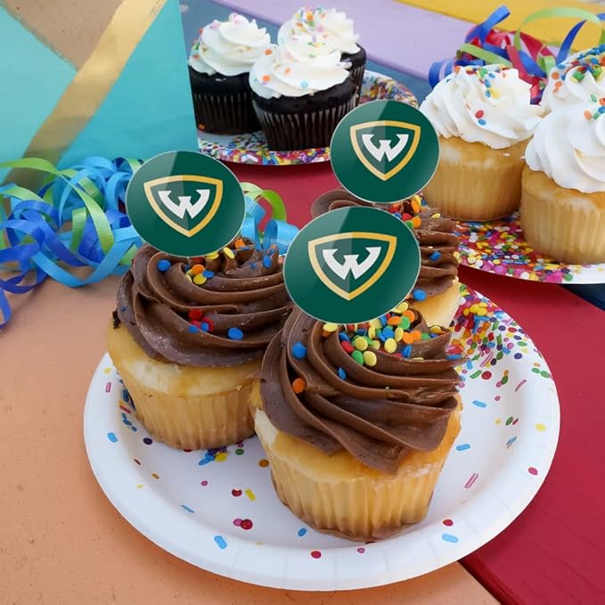 Wayne State University Primary Logo Cupcake Picks Toppers Decoration Set of 6