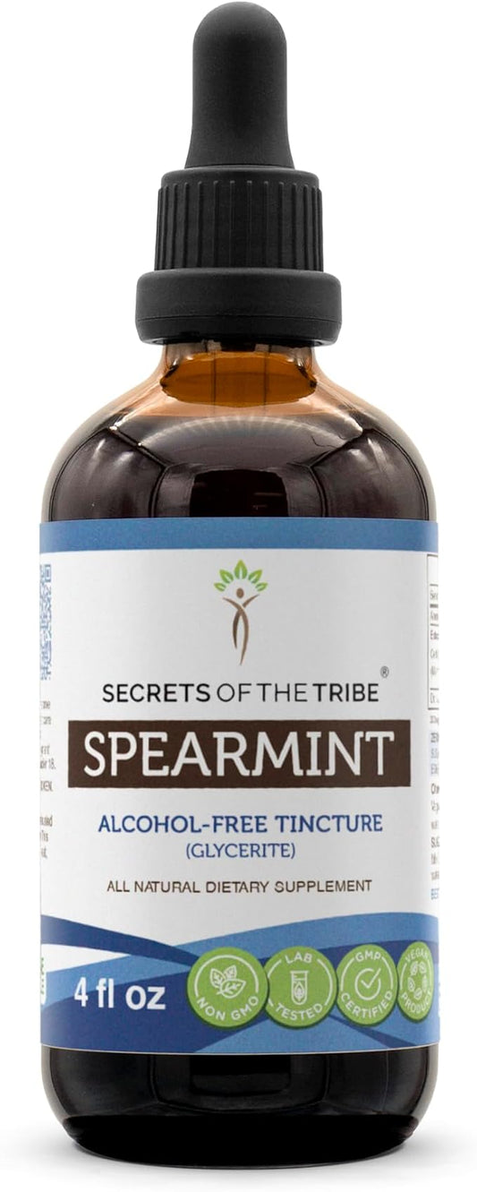 Spearmint Alcohol-Free Liquid Extract, Spearmint (Mentha spicata) Dried Leaf Tincture Supplement (4 FL OZ)