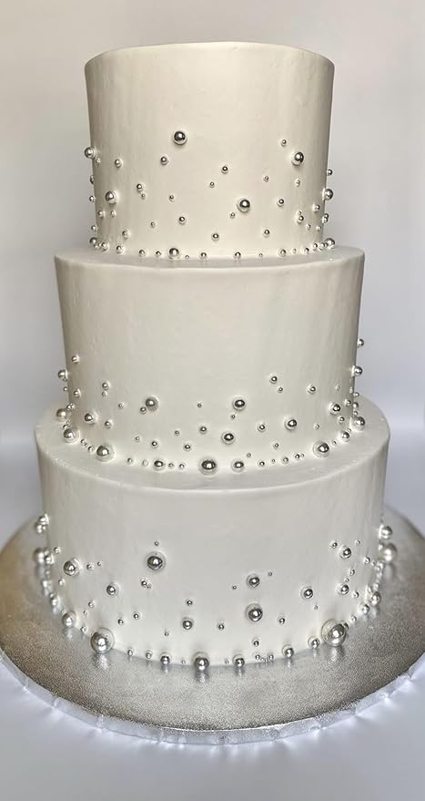 4 in 1 Super Silver Pearl Sugar Sprinkles 6 oz, 4 sizes Candy Pearls Ideal for Baking, Cake and Cupcake Toppers, Cookie Decoration, Ice Cream Topping, Wedding Shower Valentines Halloween Christmas