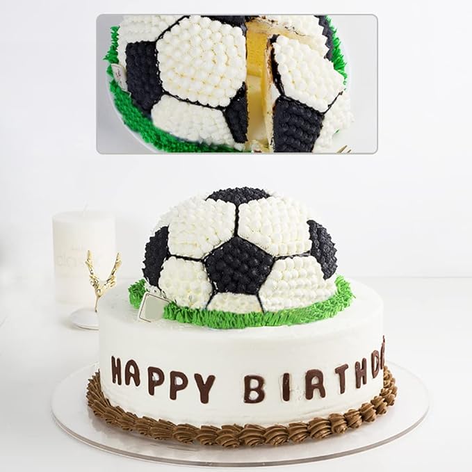 8 inches Football Cake Pan, Soccer Cake Pan, DIY 3D Birthday Pan, Aluminum Ball Cake Molds Nonstick Baking Tool