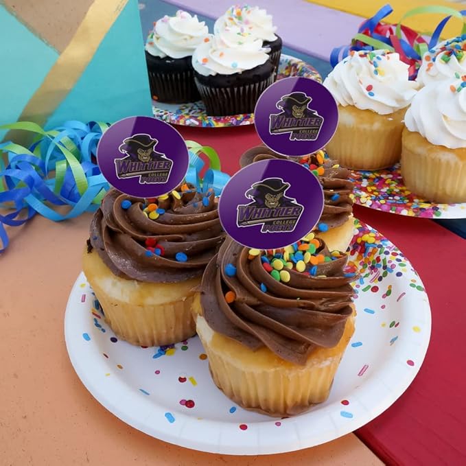 Whittier College Primary Logo Cupcake Picks Toppers Decoration Set of 6