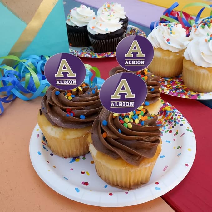 Albion College Primary Logo Cupcake Picks Toppers Decoration Set of 6