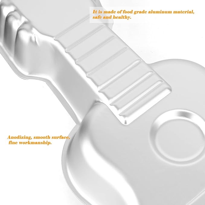 Guitar Shaped Cake Pan, Aluminum 3D Birthday Cake Mold Baking Mould Tin Cake Pan - Guitar (16.5 Inch)
