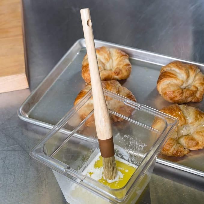 AME D'ESSENCE 1" Round Boar Pastry Brush, Wooden Handle, Heat Resistant Bristle Basting Brush Baking Tool, and Food Preparation