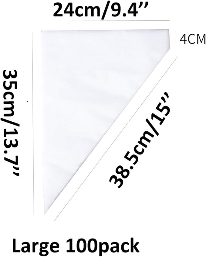 Piping Pastry Bag Pack of 100 Plastic Disposable Cream Pastry Bag Cake Icing Sugarcraft Cupcake Piping Decorating Tool For Baking Supplies (Large -White)