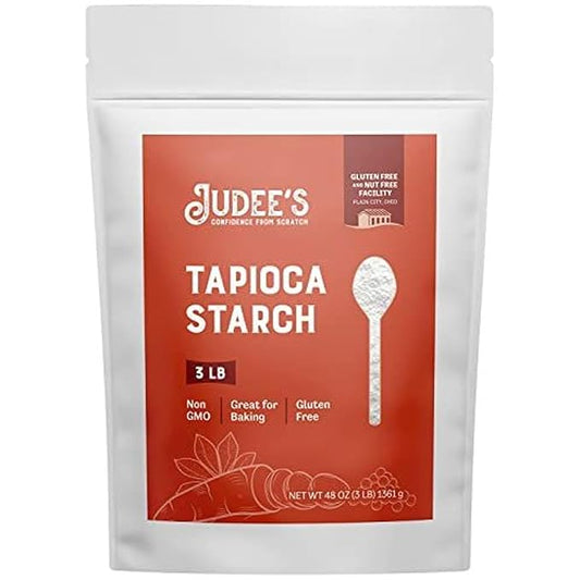 Judee’s Tapioca Starch 3 lb - Non-GMO, Gluten-Free and Nut-Free - Great for Gluten-Free Baking, Cooking, Thickening, and Making Boba - Packaged in the USA
