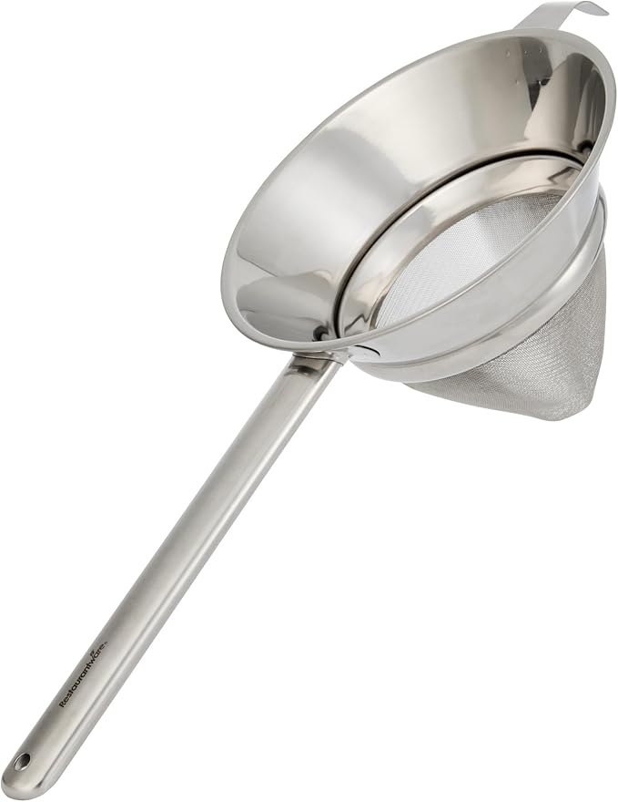 Restaurantware Chinois Strainer 1 Count 11.8" Stainless Steel Bouillon Cone with Extra Fine Mesh China Cap Strainer for Sauces, Stocks, Soups, Broths, Sifting, Sieving, Professional Kitchen Tools