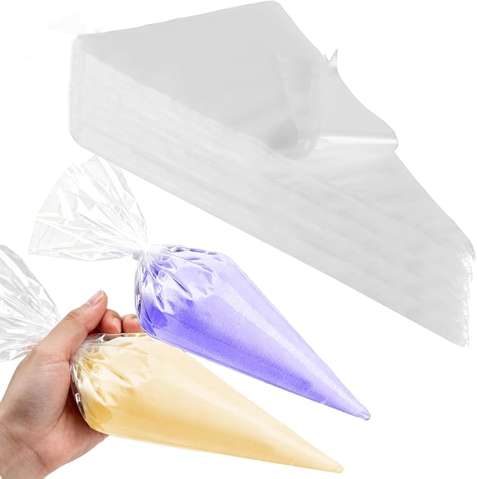 JAPCHET 400 PCS 21 Inch Large Piping Bags, Disposable Clear Plastic Pastry Bags, Thickened Cake Decorating Bag for Dessert, Pastry, Cupcake, Cookies