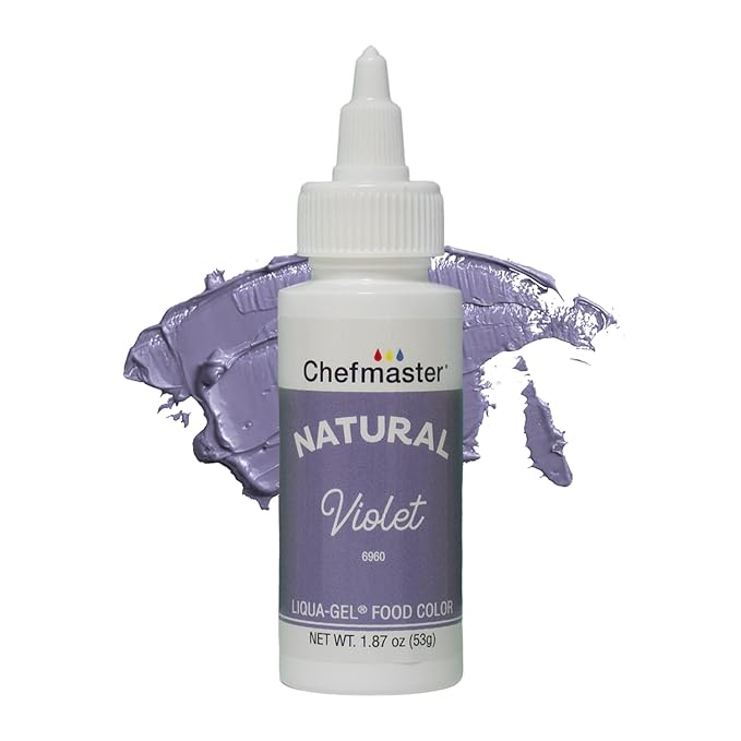 Plant‑Based Natural Liqua-Gel Food Coloring by Chefmaster, No Artificial Dyes, Gel Color for Icing, Frosting, Fondant, & Decorating, Quality Crafted in California USA, Violet, 1.87 oz